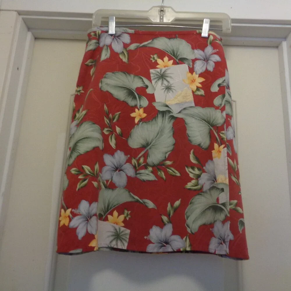 ISLANDCORE GIRL TROPICAL PARADISE SILK WRAP SKIRT TOMMY BAHAMA 10/12